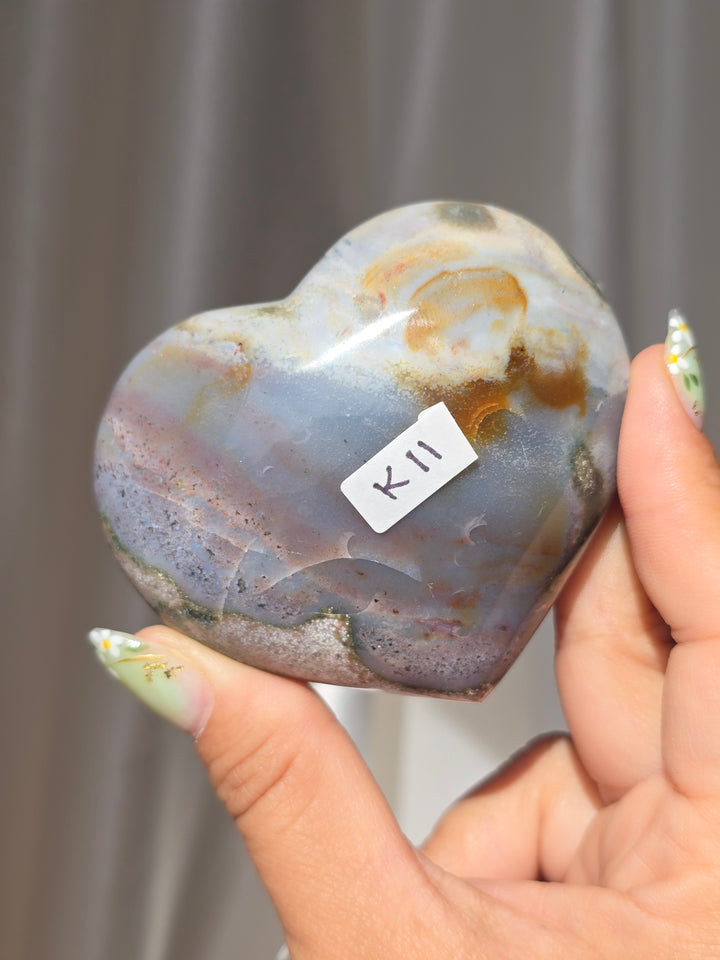 Sea Jasper Puffy Heart K11