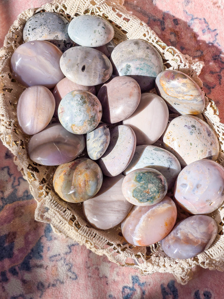 You Pick, Muted Pastel Sea Jasper Palm Stone