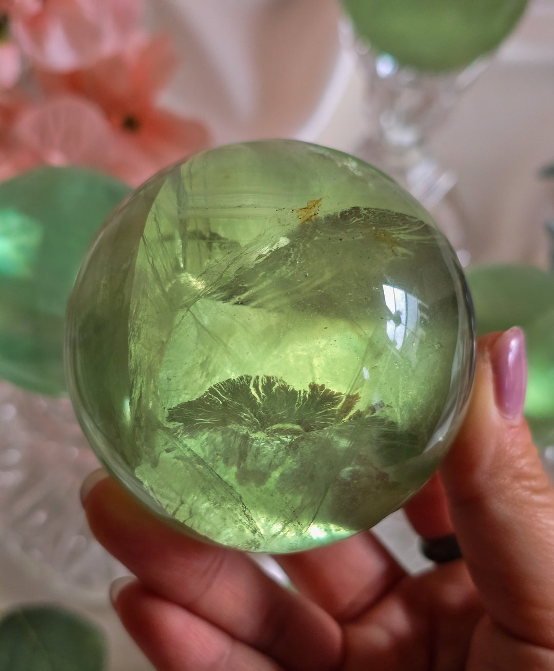 Green Apple 🍏 Fluorite Sphere a