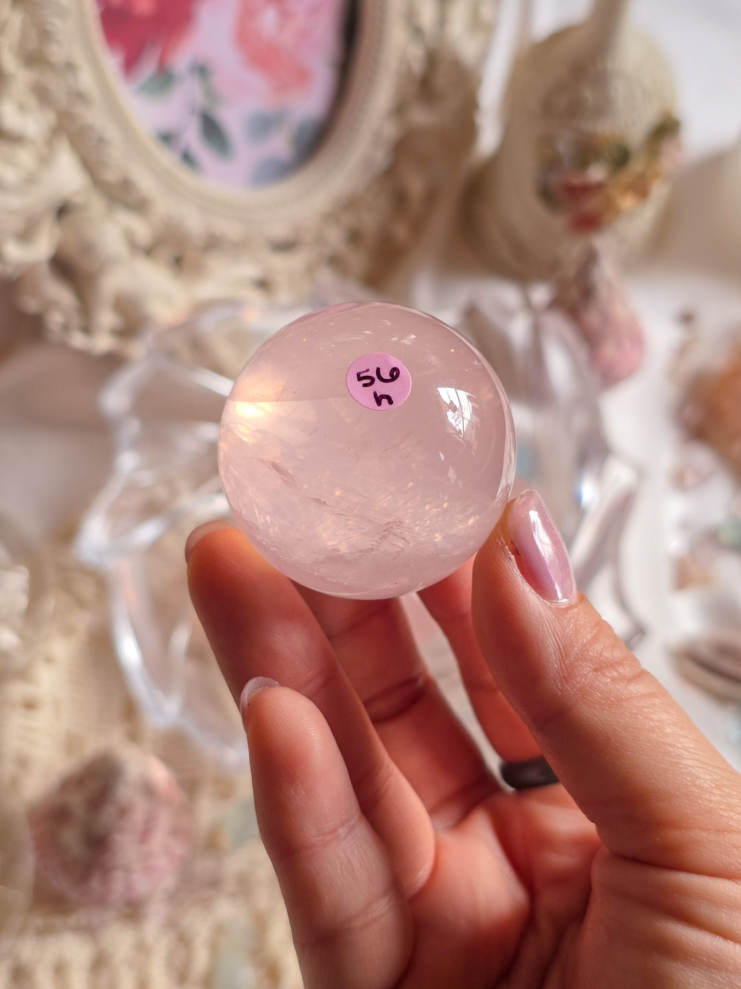 Rose Water Rose Quartz Sphere h