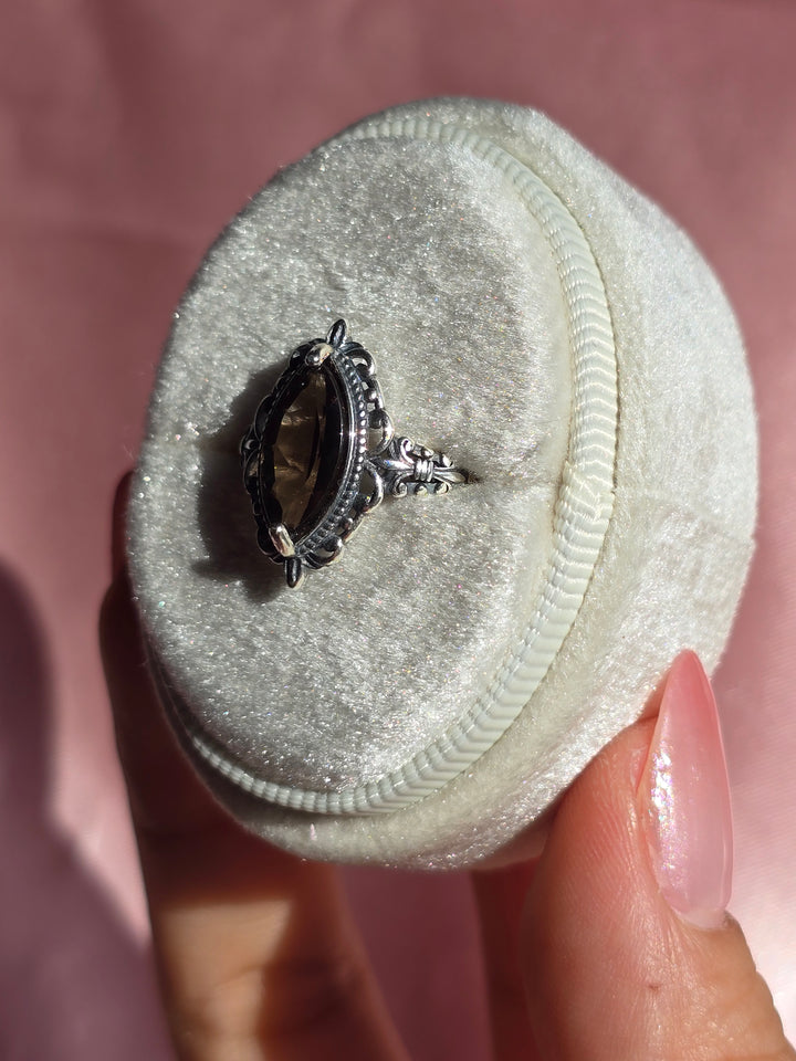Adjustable SS Smokey Quartz Ring