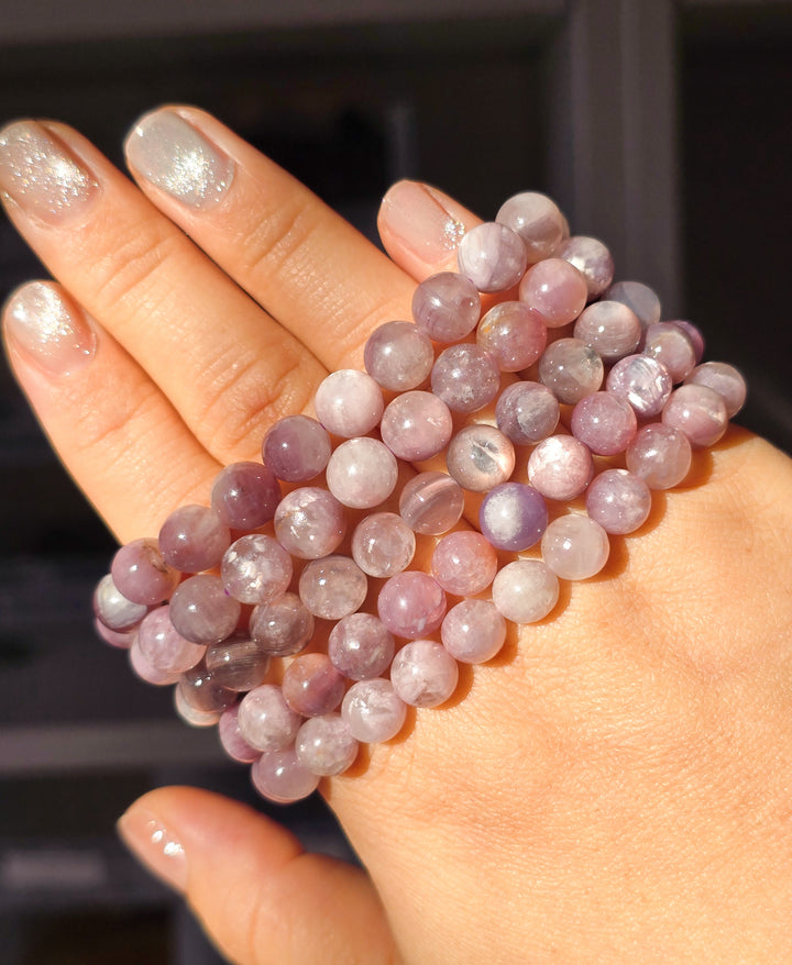 Silvery Gemmy Lepidolite 8mm Bracelet, you pick.
