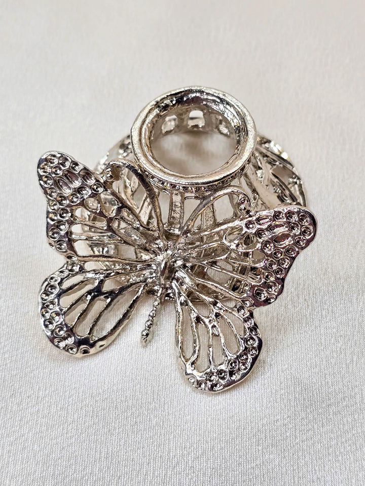 Silver Butterfly Sphere Stand