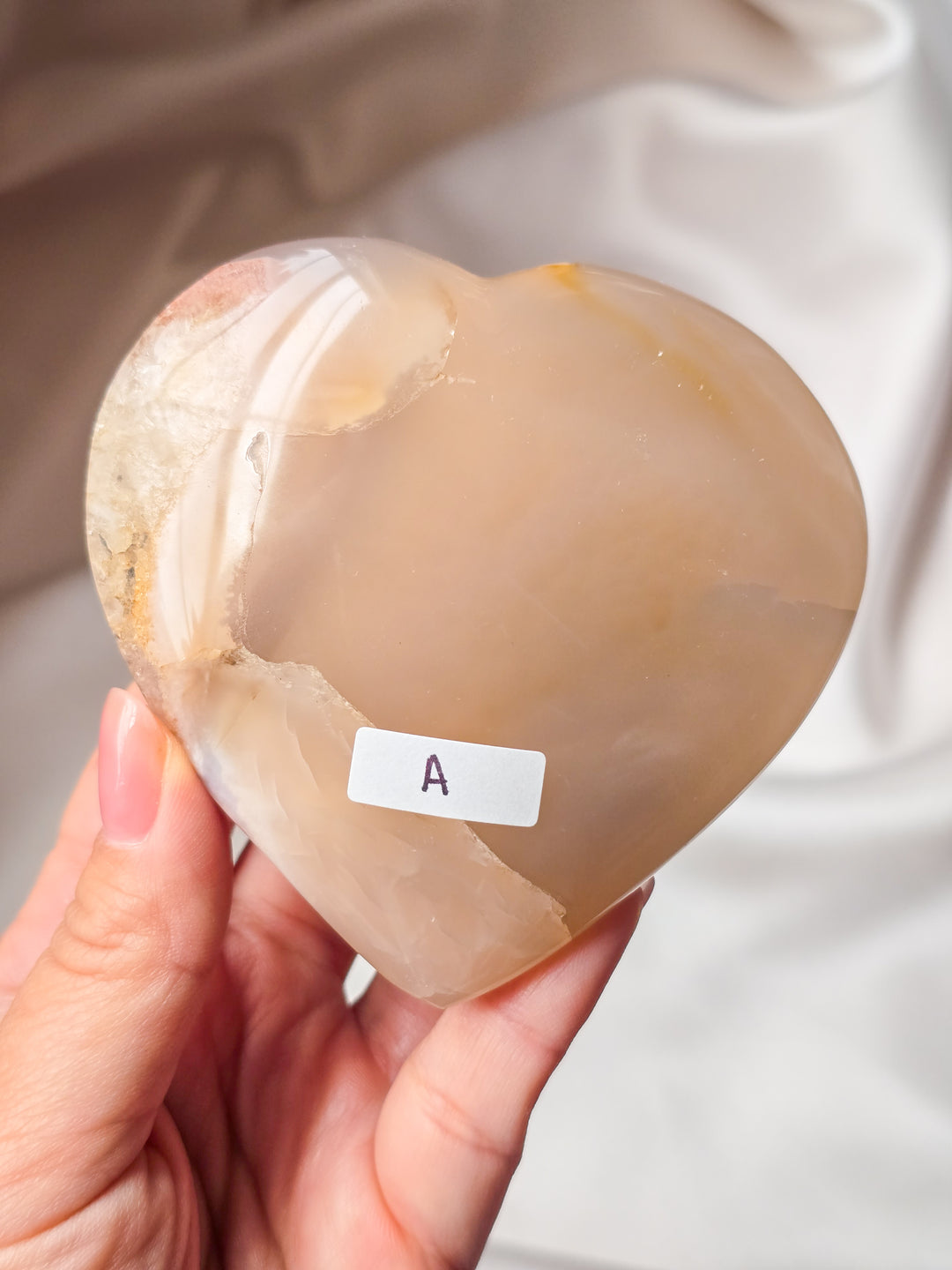 Petal Pink Flower Agate Puffy Heart A