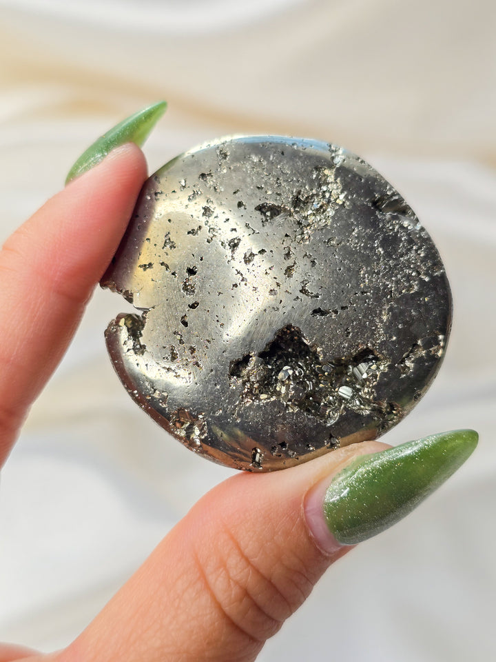 Druzy Pyrite Flat Stone