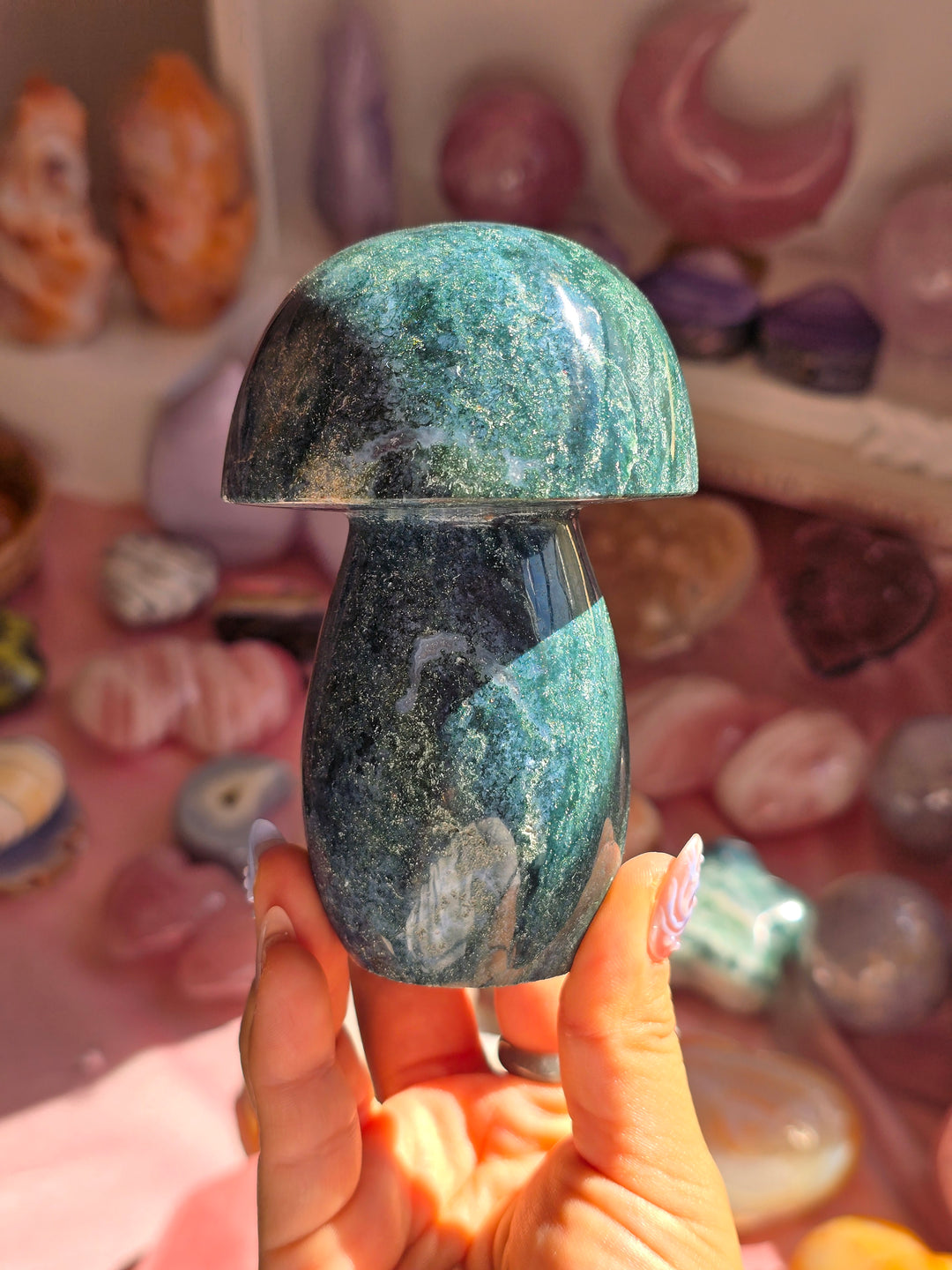 "Teal This Way" Sea Jasper Mushroom