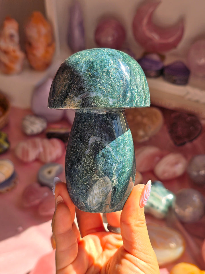 "Teal This Way" Sea Jasper Mushroom