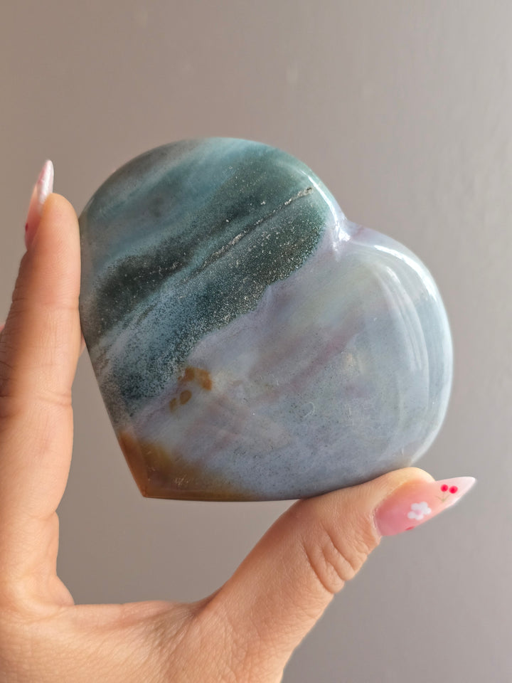 Sea Jasper Puffy Heart O