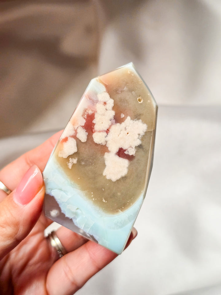 Milky Green Flower Agate Gushers