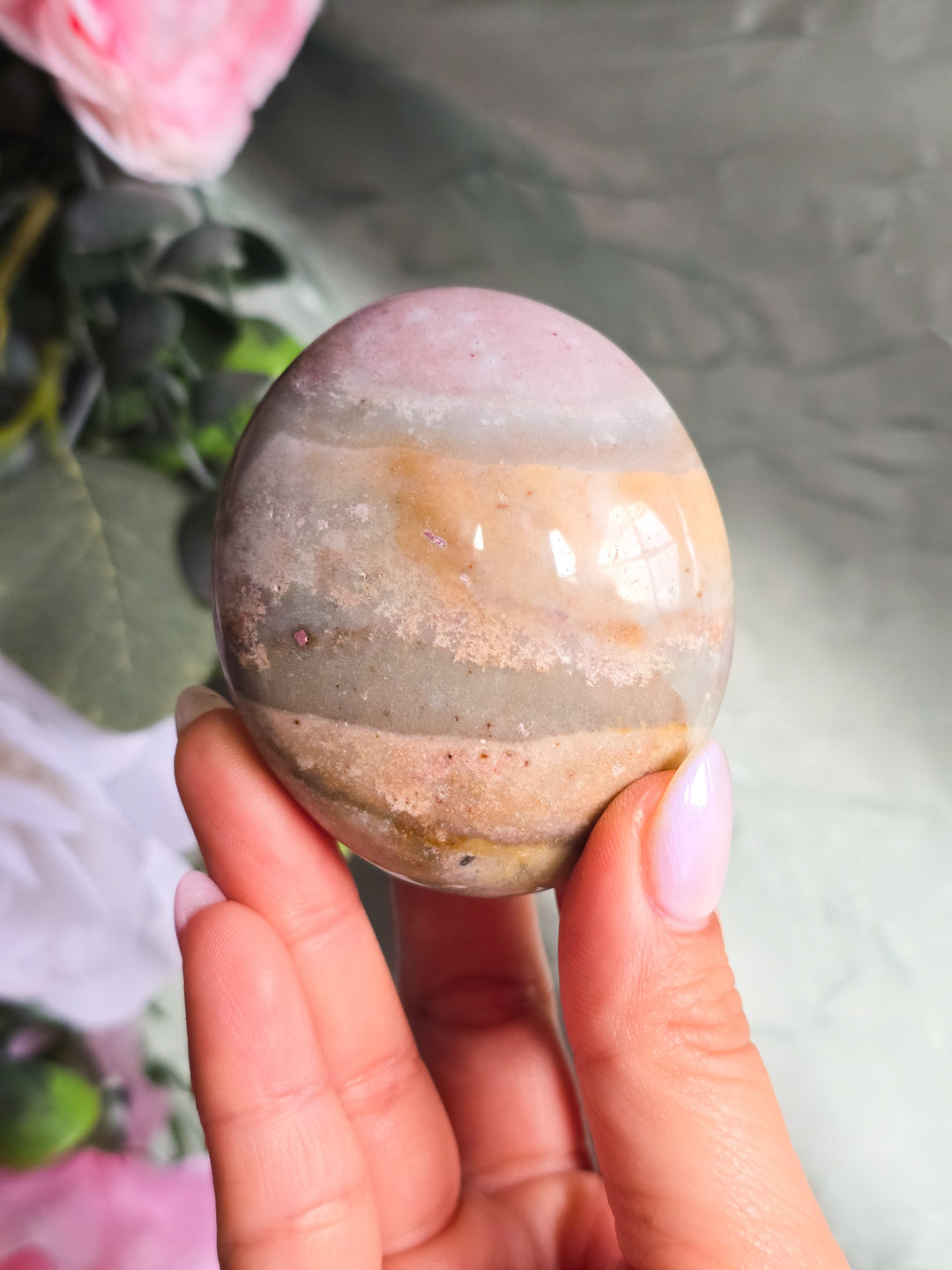You Pick, Muted Pastel Sea Jasper Palm Stone