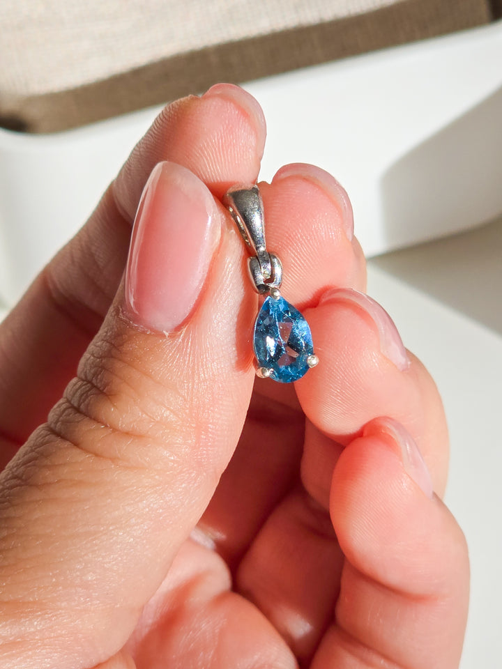 Faceted Blue Apatite Pendant