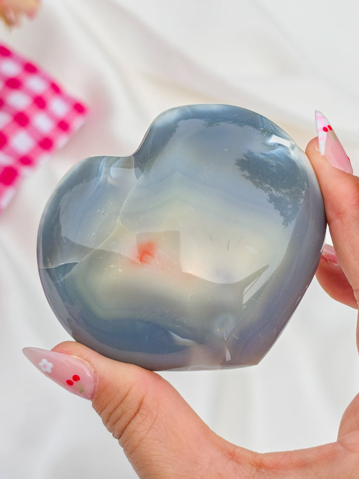Orca Agate Puffy Heart E
