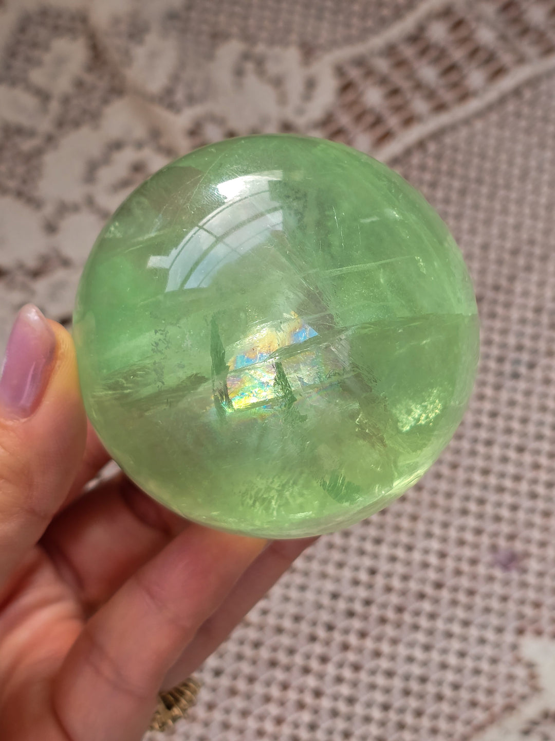 Green Apple 🍏 Fluorite Sphere c