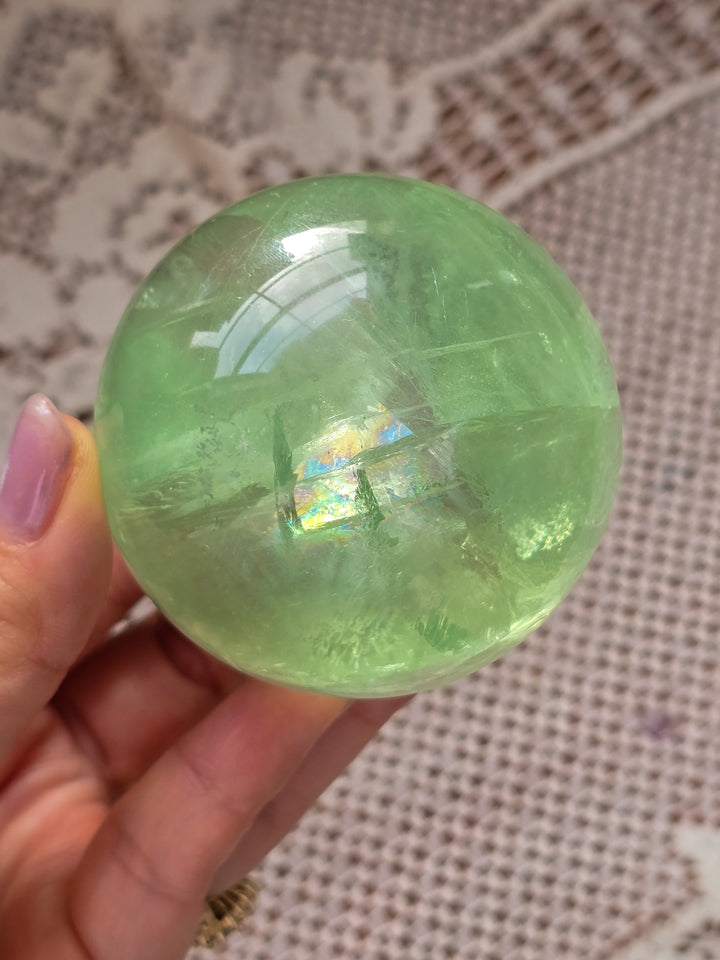 Green Apple 🍏 Fluorite Sphere c
