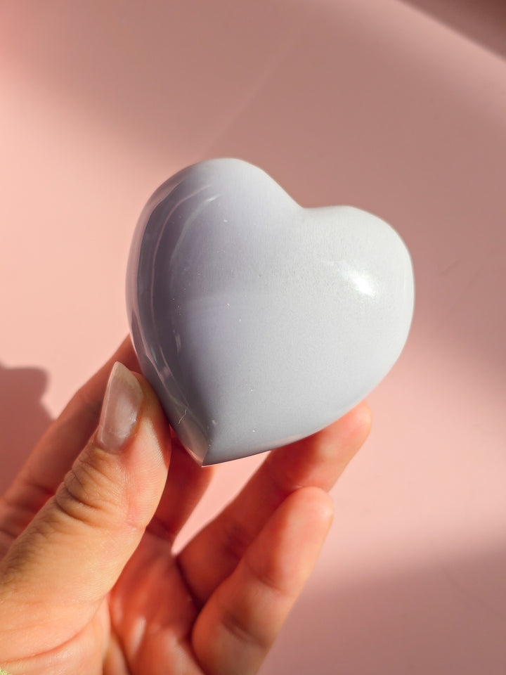 Lavender Fluorite Puffy Heart