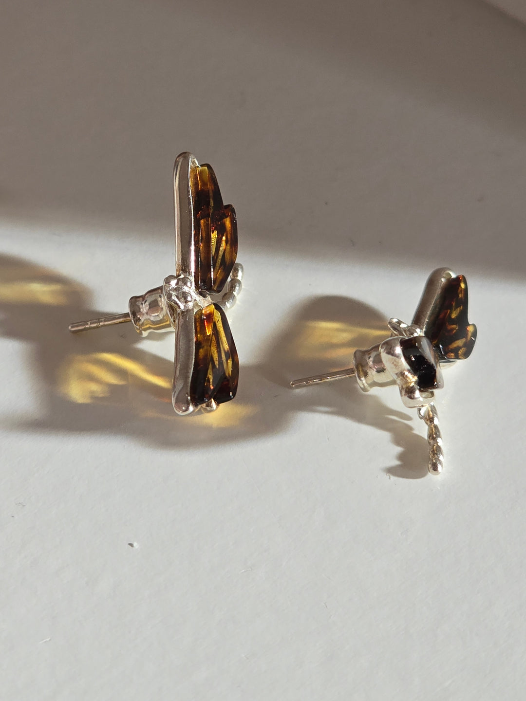 Amber Dragonfly Earrings