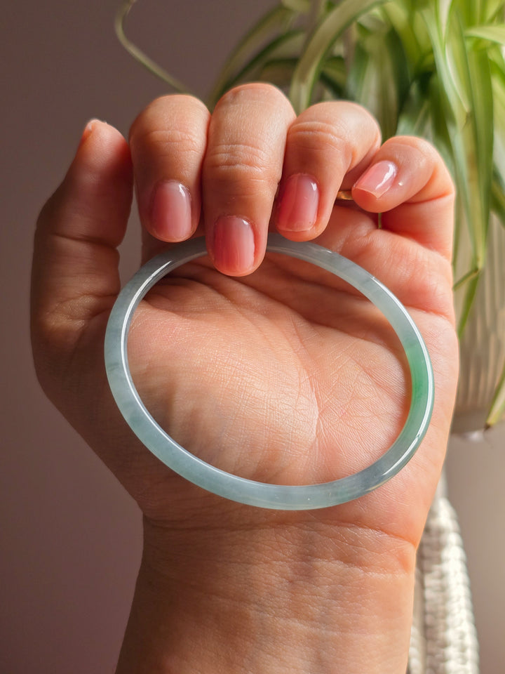 Guatemalan Blue Water Jade Extra Thin Bangle B