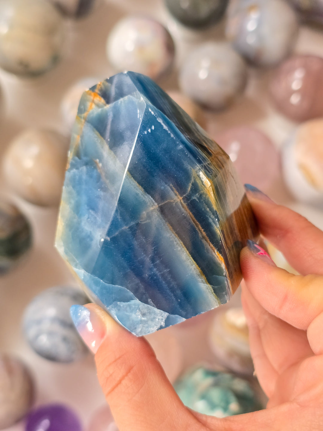 HQ Aquatine Blue Calcite Large Gusher