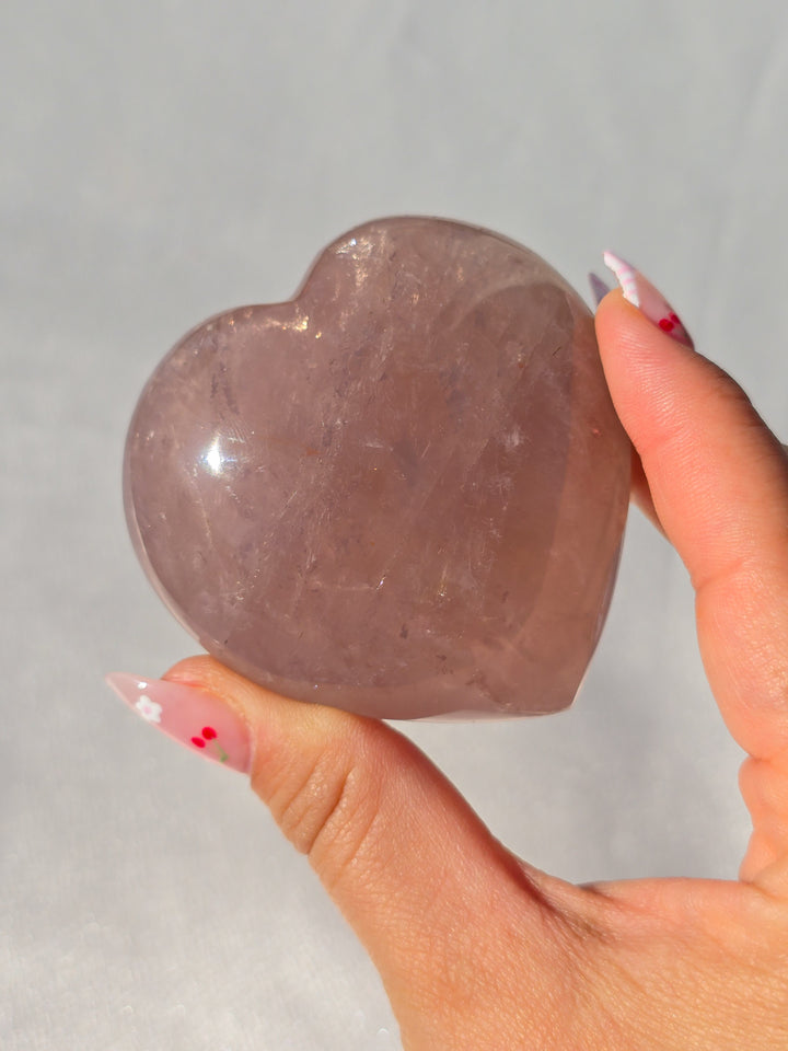 Rose Quartz Puffy Heart E