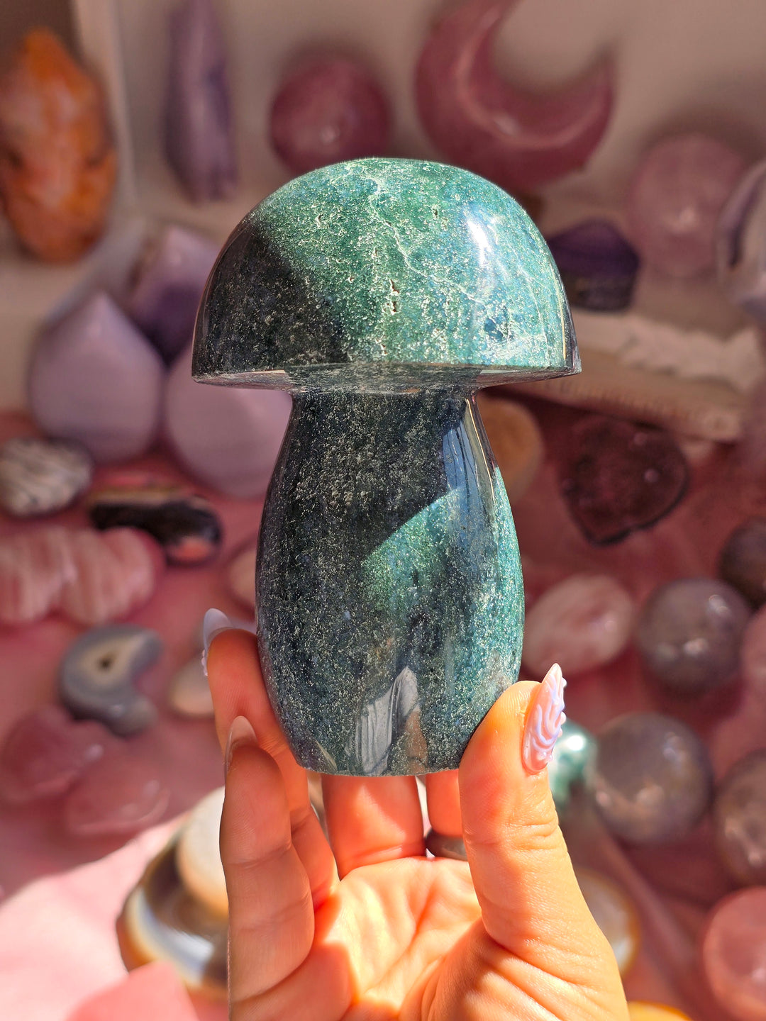 "Teal This Way" Sea Jasper Mushroom