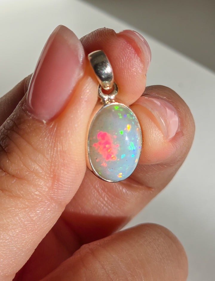 Confetti Fire Ethiopian Opal Pendant (b)
