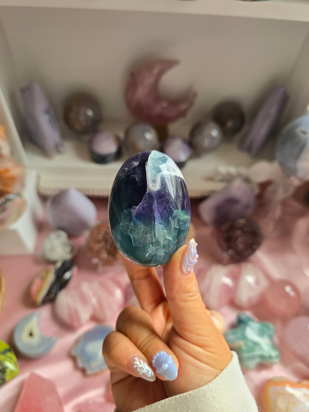 Moody Rainbow Fluorite Egg B