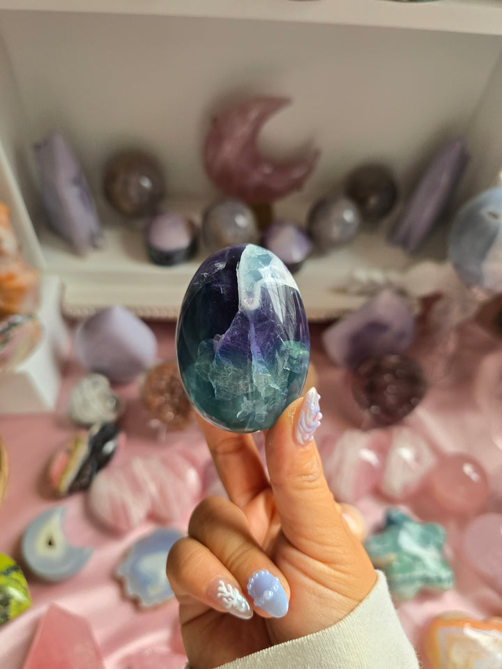 Moody Rainbow Fluorite Egg B