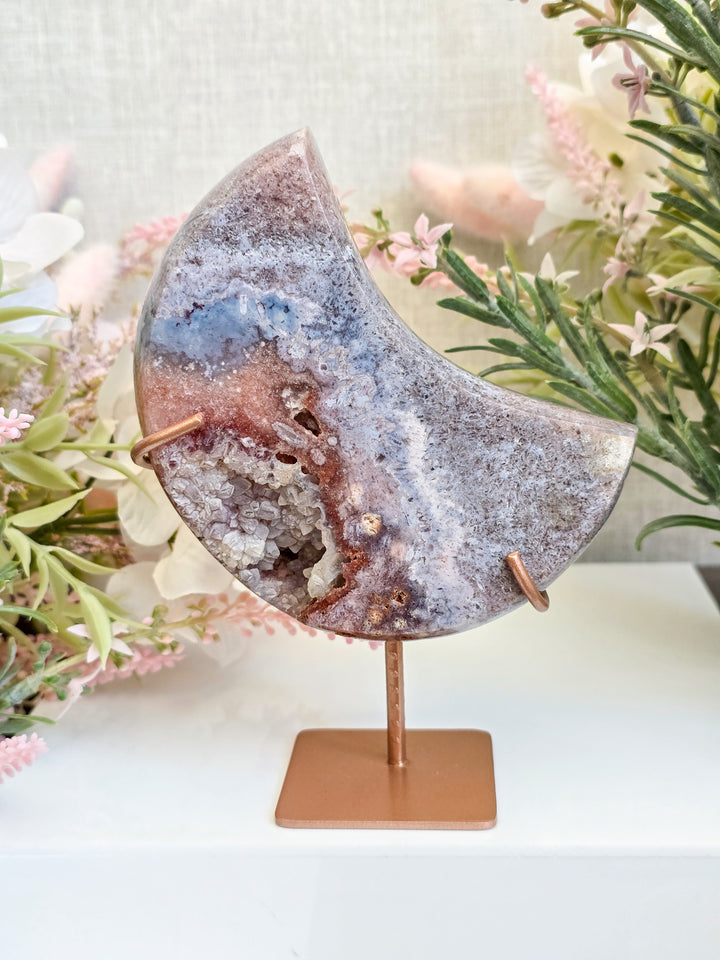 Pink Amethyst Moon On Stands