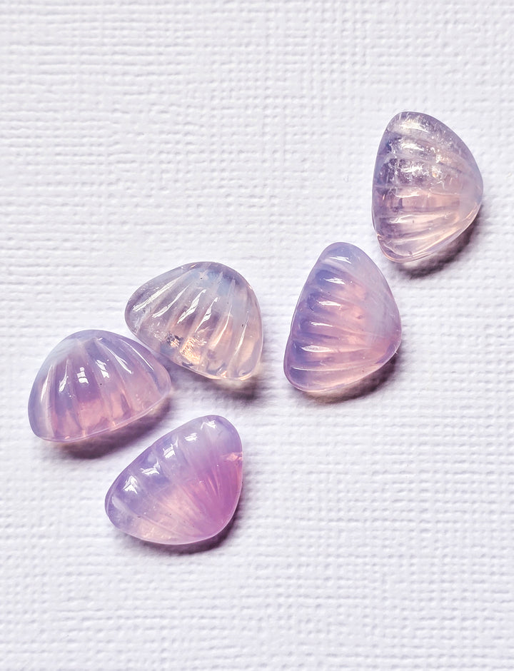 Lavender Moon Quartz Clam Carving
